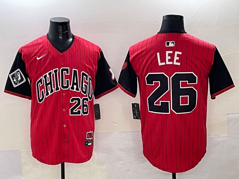 Men Chicago White Sox #26 Lee Red Stripe Joint Name Nike 2025 MLB Jersey style 33